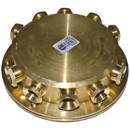 Dabmar Lighting UWB-10 10Ways Underwater Junction Box; Brass - 1.58 X 5.50 X 5.50 In.